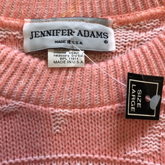 Vintage Jennifer Adams Womens Novelty Sweater Sz L Pink Bows Girlcore Cottage - Picture 3 of 7